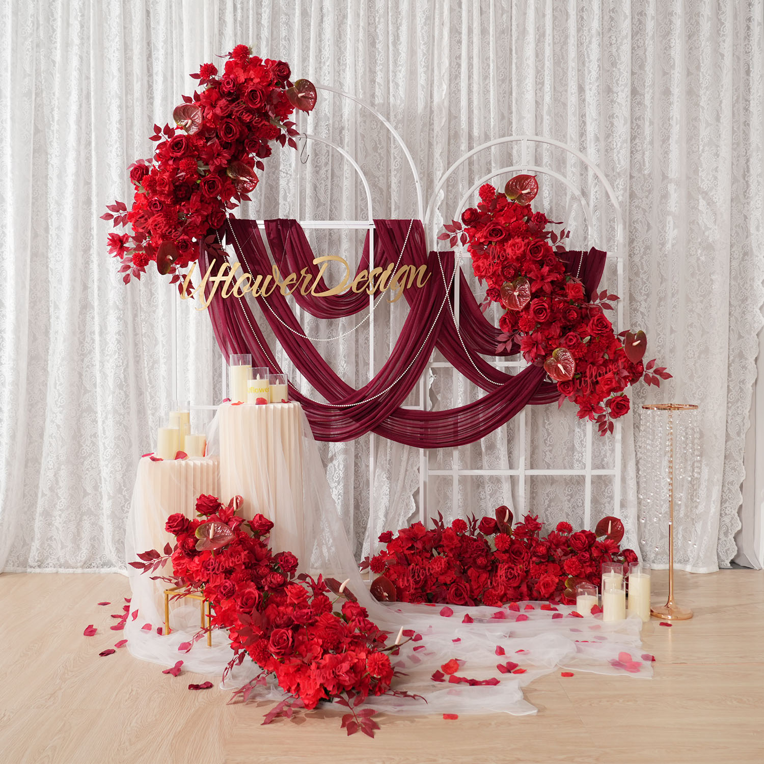 Ульявый красный цветочный ряд, – обзор и цена Wedding Arch Flower